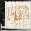 Ambesonne Damask Shower Curtain, Vintage Style Floral Pattern Abstract Romantic Bouquet Greenery Art Print, Cloth Fabric Bathroom Decor Set with Hooks, 69″ W x 70″ L, Warm Taupe(Pale Coffee)