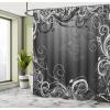 Ambesonne Damask Shower Curtain, Vintage Style Floral Pattern Abstract Romantic Bouquet Greenery Art Print, Cloth Fabric Bathroom Decor Set with Hooks, 69″ W x 70″ L, Warm Taupe(Dark Silver Grey)