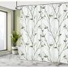 Ambesonne Damask Shower Curtain, Vintage Style Floral Pattern Abstract Romantic Bouquet Greenery Art Print, Cloth Fabric Bathroom Decor Set with Hooks, 69″ W x 70″ L, Warm Taupe(Reseda Green)