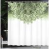 Ambesonne Damask Shower Curtain, Vintage Style Floral Pattern Abstract Romantic Bouquet Greenery Art Print, Cloth Fabric Bathroom Decor Set with Hooks, 69″ W x 70″ L, Warm Taupe(Light Green)