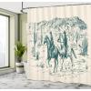 Ambesonne Damask Shower Curtain, Vintage Style Floral Pattern Abstract Romantic Bouquet Greenery Art Print, Cloth Fabric Bathroom Decor Set with Hooks, 69″ W x 70″ L, Warm Taupe(Cream Teal)