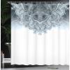 Ambesonne Damask Shower Curtain, Vintage Style Floral Pattern Abstract Romantic Bouquet Greenery Art Print, Cloth Fabric Bathroom Decor Set with Hooks, 69″ W x 70″ L, Warm Taupe(Grey Blue)
