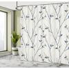 Ambesonne Damask Shower Curtain, Vintage Style Floral Pattern Abstract Romantic Bouquet Greenery Art Print, Cloth Fabric Bathroom Decor Set with Hooks, 69″ W x 70″ L, Warm Taupe(Azure Blue)