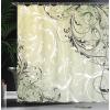 Ambesonne Damask Shower Curtain, Vintage Style Floral Pattern Abstract Romantic Bouquet Greenery Art Print, Cloth Fabric Bathroom Decor Set with Hooks, 69″ W x 70″ L, Warm Taupe(Light Green Grey)