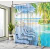 Ambesonne Damask Shower Curtain, Vintage Style Floral Pattern Abstract Romantic Bouquet Greenery Art Print, Cloth Fabric Bathroom Decor Set with Hooks, 69″ W x 70″ L, Warm Taupe(Aqua White Blue)