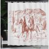 Ambesonne Damask Shower Curtain, Vintage Style Floral Pattern Abstract Romantic Bouquet Greenery Art Print, Cloth Fabric Bathroom Decor Set with Hooks, 69″ W x 70″ L, Warm Taupe(Burgundy Pearl)