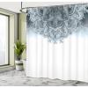 Ambesonne Damask Shower Curtain, Vintage Style Floral Pattern Abstract Romantic Bouquet Greenery Art Print, Cloth Fabric Bathroom Decor Set with Hooks, 69″ W x 70″ L, Warm Taupe(Grey Blue)