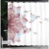 Ambesonne Floral Shower Curtain, Bouquet with Swirled Branches Romantic Paper Flowers Origami Autumn Blooms Image, Cloth Fabric Bathroom Decor Set with Hooks, 69″ W x 84″ L, Mint Orange(Dried Rose)