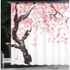 Ambesonne Floral Shower Curtain, Bouquet with Swirled Branches Romantic Paper Flowers Origami Autumn Blooms Image, Cloth Fabric Bathroom Decor Set with Hooks, 69″ W x 84″ L, Mint Orange(Black Pink)