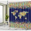 Ambesonne Floral Shower Curtain, Bouquet with Swirled Branches Romantic Paper Flowers Origami Autumn Blooms Image, Cloth Fabric Bathroom Decor Set with Hooks, 69″ W x 84″ L, Mint Orange(Dark Blue Yellow Blue)