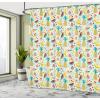 Ambesonne Floral Shower Curtain, Bouquet with Swirled Branches Romantic Paper Flowers Origami Autumn Blooms Image, Cloth Fabric Bathroom Decor Set with Hooks, 69″ W x 84″ L, Mint Orange(Turqupise Mustard)