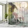 Ambesonne Floral Shower Curtain, Bouquet with Swirled Branches Romantic Paper Flowers Origami Autumn Blooms Image, Cloth Fabric Bathroom Decor Set with Hooks, 69″ W x 84″ L, Mint Orange(Dark Eggshell Fern Green)