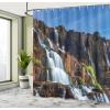 Ambesonne Floral Shower Curtain, Bouquet with Swirled Branches Romantic Paper Flowers Origami Autumn Blooms Image, Cloth Fabric Bathroom Decor Set with Hooks, 69″ W x 84″ L, Mint Orange(Ecru Blue)