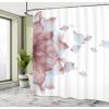 Ambesonne Floral Shower Curtain, Bouquet with Swirled Branches Romantic Paper Flowers Origami Autumn Blooms Image, Cloth Fabric Bathroom Decor Set with Hooks, 69″ W x 84″ L, Mint Orange(Dried Rose)