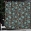 Ambesonne Floral Shower Curtain, Bouquet with Swirled Branches Romantic Paper Flowers Origami Autumn Blooms Image, Cloth Fabric Bathroom Decor Set with Hooks, 69″ W x 84″ L, Mint Orange(Brown Blue and Dark Blue)