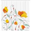 Ambesonne Floral Shower Curtain, Bouquet with Swirled Branches Romantic Paper Flowers Origami Autumn Blooms Image, Cloth Fabric Bathroom Decor Set with Hooks, 69″ W x 84″ L, Mint Orange(Mint Orange)