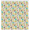 Ambesonne Floral Shower Curtain, Bouquet with Swirled Branches Romantic Paper Flowers Origami Autumn Blooms Image, Cloth Fabric Bathroom Decor Set with Hooks, 69″ W x 84″ L, Mint Orange(Turqupise Mustard)