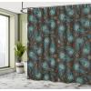 Ambesonne Floral Shower Curtain, Bouquet with Swirled Branches Romantic Paper Flowers Origami Autumn Blooms Image, Cloth Fabric Bathroom Decor Set with Hooks, 69″ W x 84″ L, Mint Orange(Brown Blue and Dark Blue)