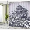 Ambesonne Floral Shower Curtain, Bouquet with Swirled Branches Romantic Paper Flowers Origami Autumn Blooms Image, Cloth Fabric Bathroom Decor Set with Hooks, 69″ W x 84″ L, Mint Orange(Blue)