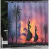 Ambesonne Floral Shower Curtain, Bouquet with Swirled Branches Romantic Paper Flowers Origami Autumn Blooms Image, Cloth Fabric Bathroom Decor Set with Hooks, 69″ W x 84″ L, Mint Orange(Salmon Pale Purple)