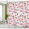 Ambesonne Floral Shower Curtain, Bouquet with Swirled Branches Romantic Paper Flowers Origami Autumn Blooms Image, Cloth Fabric Bathroom Decor Set with Hooks, 69″ W x 84″ L, Mint Orange(Coral Taupe)