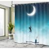 Ambesonne Floral Shower Curtain, Bouquet with Swirled Branches Romantic Paper Flowers Origami Autumn Blooms Image, Cloth Fabric Bathroom Decor Set with Hooks, 69″ W x 84″ L, Mint Orange(White and Teal)