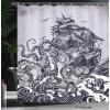 Ambesonne Floral Shower Curtain, Bouquet with Swirled Branches Romantic Paper Flowers Origami Autumn Blooms Image, Cloth Fabric Bathroom Decor Set with Hooks, 69″ W x 84″ L, Mint Orange(Blue)