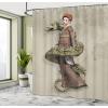 Ambesonne Floral Shower Curtain, Bouquet with Swirled Branches Romantic Paper Flowers Origami Autumn Blooms Image, Cloth Fabric Bathroom Decor Set with Hooks, 69″ W x 84″ L, Mint Orange(Eggshell Green)