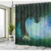Ambesonne Floral Shower Curtain, Bouquet with Swirled Branches Romantic Paper Flowers Origami Autumn Blooms Image, Cloth Fabric Bathroom Decor Set with Hooks, 69″ W x 84″ L, Mint Orange(Multicolor Forest Green)