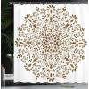 Ambesonne Floral Shower Curtain, Bouquet with Swirled Branches Romantic Paper Flowers Origami Autumn Blooms Image, Cloth Fabric Bathroom Decor Set with Hooks, 69″ W x 84″ L, Mint Orange(Brown and White)