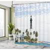 Ambesonne Floral Shower Curtain, Bouquet with Swirled Branches Romantic Paper Flowers Origami Autumn Blooms Image, Cloth Fabric Bathroom Decor Set with Hooks, 69″ W x 84″ L, Mint Orange(Blue White Green)