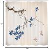 Ambesonne Japanese Shower Curtain, Cherry Blossom Sakura Tree Branches Romantic Spring Themed Watercolor Picture, Cloth Fabric Bathroom Decor Set with Hooks, 70″ Long, Pale Purple(Sea Blue)