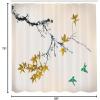 Ambesonne Japanese Shower Curtain, Cherry Blossom Sakura Tree Branches Romantic Spring Themed Watercolor Picture, Cloth Fabric Bathroom Decor Set with Hooks, 70″ Long, Pale Purple(Earth Yellow)