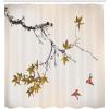 Ambesonne Japanese Shower Curtain, Cherry Blossom Sakura Tree Branches Romantic Spring Themed Watercolor Picture, Cloth Fabric Bathroom Decor Set with Hooks, 70″ Long, Pale Purple(Dark Yellow)