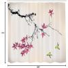 Ambesonne Japanese Shower Curtain, Cherry Blossom Sakura Tree Branches Romantic Spring Themed Watercolor Picture, Cloth Fabric Bathroom Decor Set with Hooks, 70″ Long, Pale Purple(Dried Rose)