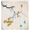 Ambesonne Japanese Shower Curtain, Cherry Blossom Sakura Tree Branches Romantic Spring Themed Watercolor Picture, Cloth Fabric Bathroom Decor Set with Hooks, 70″ Long, Pale Purple(Earth Yellow)