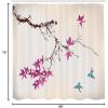Ambesonne Japanese Shower Curtain, Cherry Blossom Sakura Tree Branches Romantic Spring Themed Watercolor Picture, Cloth Fabric Bathroom Decor Set with Hooks, 70″ Long, Pale Purple(Dark Magenta)