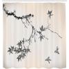 Ambesonne Japanese Shower Curtain, Cherry Blossom Sakura Tree Branches Romantic Spring Themed Watercolor Picture, Cloth Fabric Bathroom Decor Set with Hooks, 70″ Long, Pale Purple(Taupe Grey)