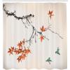 Ambesonne Japanese Shower Curtain, Cherry Blossom Sakura Tree Branches Romantic Spring Themed Watercolor Picture, Cloth Fabric Bathroom Decor Set with Hooks, 70″ Long, Pale Purple(Dark Orange)