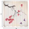 Ambesonne Japanese Shower Curtain, Cherry Blossom Sakura Tree Branches Romantic Spring Themed Watercolor Picture, Cloth Fabric Bathroom Decor Set with Hooks, 70″ Long, Pale Purple(Coral Fuchsia)