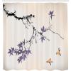 Ambesonne Japanese Shower Curtain, Cherry Blossom Sakura Tree Branches Romantic Spring Themed Watercolor Picture, Cloth Fabric Bathroom Decor Set with Hooks, 70″ Long, Pale Purple(Purple Grey)