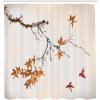 Ambesonne Japanese Shower Curtain, Cherry Blossom Sakura Tree Branches Romantic Spring Themed Watercolor Picture, Cloth Fabric Bathroom Decor Set with Hooks, 70″ Long, Pale Purple(Apricot Red)