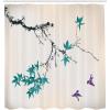 Ambesonne Japanese Shower Curtain, Cherry Blossom Sakura Tree Branches Romantic Spring Themed Watercolor Picture, Cloth Fabric Bathroom Decor Set with Hooks, 70″ Long, Pale Purple(Purple Beige)