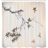 Ambesonne Japanese Shower Curtain, Cherry Blossom Sakura Tree Branches Romantic Spring Themed Watercolor Picture, Cloth Fabric Bathroom Decor Set with Hooks, 70″ Long, Pale Purple(Dark Eggshell)