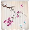 Ambesonne Japanese Shower Curtain, Cherry Blossom Sakura Tree Branches Romantic Spring Themed Watercolor Picture, Cloth Fabric Bathroom Decor Set with Hooks, 70″ Long, Pale Purple(Dark Magenta)