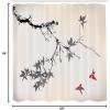 Ambesonne Japanese Shower Curtain, Cherry Blossom Sakura Tree Branches Romantic Spring Themed Watercolor Picture, Cloth Fabric Bathroom Decor Set with Hooks, 70″ Long, Pale Purple(Dark Coral)