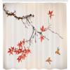 Ambesonne Japanese Shower Curtain, Cherry Blossom Sakura Tree Branches Romantic Spring Themed Watercolor Picture, Cloth Fabric Bathroom Decor Set with Hooks, 70″ Long, Pale Purple(Burnt Sienna)