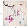 Ambesonne Japanese Shower Curtain, Cherry Blossom Sakura Tree Branches Romantic Spring Themed Watercolor Picture, Cloth Fabric Bathroom Decor Set with Hooks, 70″ Long, Pale Purple(Dark Magenta)