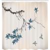 Ambesonne Japanese Shower Curtain, Cherry Blossom Sakura Tree Branches Romantic Spring Themed Watercolor Picture, Cloth Fabric Bathroom Decor Set with Hooks, 70″ Long, Pale Purple(Cadet Blue)