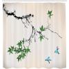 Ambesonne Japanese Shower Curtain, Cherry Blossom Sakura Tree Branches Romantic Spring Themed Watercolor Picture, Cloth Fabric Bathroom Decor Set with Hooks, 70″ Long, Pale Purple(Fern Green)
